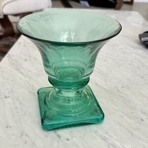 Vidrios San Miguel Candle Holder Hurricane Pedestal Teal Recycled Glass Spain